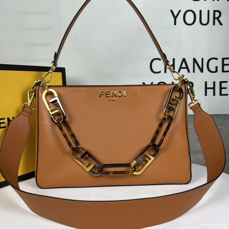 Affordable Bag O'Lock In Zip Fendi Shoulder Leather Calf Brown 0725